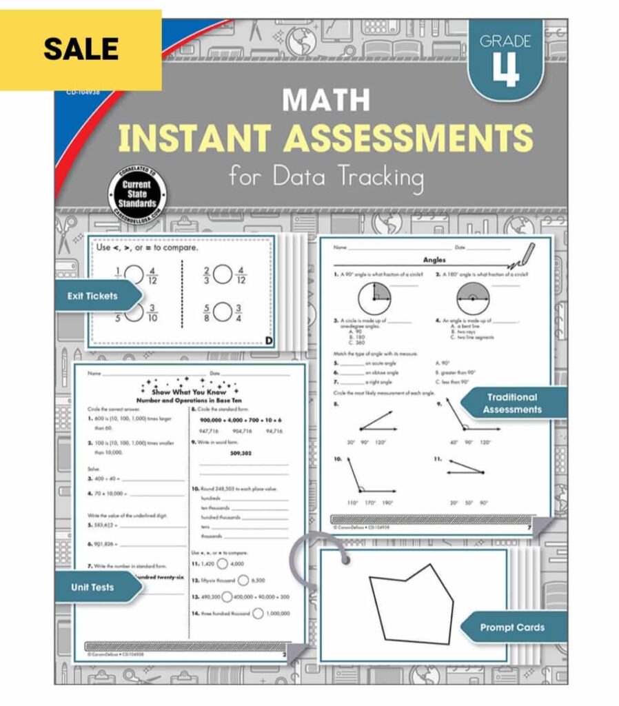 Math Instant Assessments for Data Tracking Resource Book Grade 4 Paperback